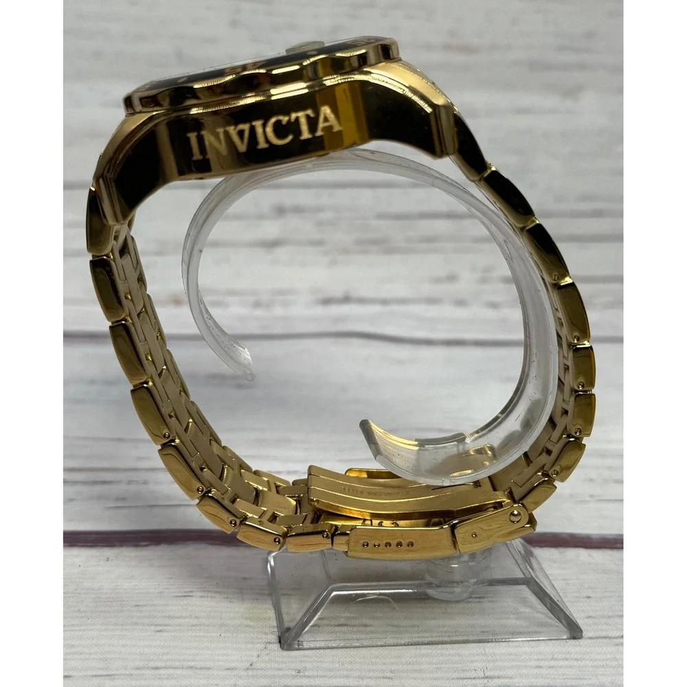 Mens Invicta Pro Diver Scuba 18kt Gold Plated Chronograph Green 48mm Watch